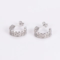 Detailed view of silver hollowed-out copper coin studs with Chinese cultural design - Steel