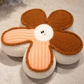 Plush flower cushion in orange and brown stripes with a cute cartoon smiley face - Orange Stripe and Brown / Small Style