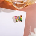 Colorful gradient crystal butterfly charm with alloy frame and rhinestone body for DIY jewelry - Multicolor