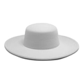 Sombrero de fieltro de lana blanco con ala ancha y copa plana de diseño francés elegante - M (56-58cm) / White (Wide Brim)