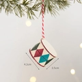 Christmas painted iron drum ornament with festive geometric patterns and hanging rope - Iron Drum
