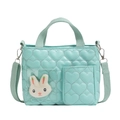 Bolso de corazón acolchado verde menta para niñas con conejo de peluche y bandolera - Verde
