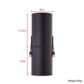 Detailed size chart of a black leather cylindrical makeup brush case with measurements - Black L Size Full Bucket