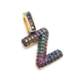 Letter Z charm pendant with gold base and multicolor zircon stones for jewelry making - Letter: Z