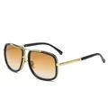 Occhiali da sole aviator oversize alla moda con montatura nero-oro e lenti sfumate - Montatura Oro Sfumato Tè
