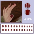 Short square press-on nails in deep red amber with silver French tips 24pcs set - Wine Red Silver Tip Short Style (A3192 Glue Type)