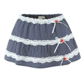 Polka dot navy blue skirt with lace layers and delicate red rose and bow details - S / Blue Skirt