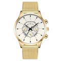 Classic men's quartz watch with gold Milanese mesh strap and white chronograph dial - Gold Band White Dial
