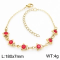 Bracelet doré en acier inoxydable avec zircons rouges en étoile et longueur 180 mm - Or (Strass Rouge) (KB183089-TJG)