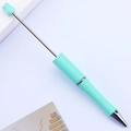 Creative DIY mint green beaded ballpoint pen with matte finish and silver metal accents - Khaki Light Green