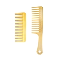 Gouden grove kam set met lange handgreep en korte zak kam op een witte achtergrond - Goud (2-delige set)