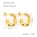 Boucles d'oreilles créoles torsadées en forme de C en acier inoxydable plaqué or 18 carats - Style de Corde Torsadée en Forme de C (1238) / Doré