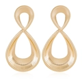 Vintage oversized gold-toned drop earrings with textured interlocking teardrop design - Gold