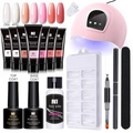 Solid extension nail gel kit with UV lamp and seven 15ml colors for professional manicure - 7 Color Set With Lamp 04