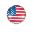 Round USA flag brooch badge with silver metal frame and glossy resin dome finish - USA Round Style (C2636-6)