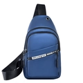 Dark blue lightweight crossbody chest bag with adjustable strap and zippered pockets - Blue
