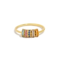 S925 Sterling Silver Gold Ring with Five Rotating Colorful Zircon Beads for Anxiety - US Size 5 / Gold (Multicolor Zirconia)