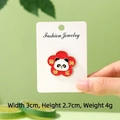 Cute panda enamel pin in plum blossom shape with stay happy text and 3cm size - Stay Happy Panda