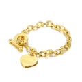 Golden stainless steel heart bracelet with OT toggle clasp and Bible verse engraving - Gold