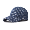 Casquette de baseball en jean bleu foncé avec paillettes argentées pour hommes et femmes - Réglable / Bleu foncé