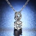 Sparkling silver necklace with infinity-shaped pendant and 1 carat moissanite round stone - Q015 Infinity Symbol 1ct