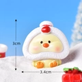 Miniature yellow Christmas chick figurine in white plush hat, dimensions 3x3.4cm - No. 9 Christmas Hat Cute Duck