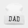 Berretto in maglia bianco con ricamo DAD nero per uomo e donna in inverno - PAPÀ / Bianco