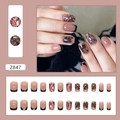 Cat eye plaknagels met roze vlinders en zwarte roospatronen, model Z847 - Z847 Kattenoog Vlinder (Lijm Type)