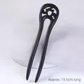 U-shaped black sandalwood hair stick with hollowed-out carving, length 15.5cm - U Hairpin - Large H
