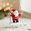 Miniature resin Santa Claus swing ornament with festive red details and jute rope - Santa Swing Pendant