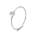 Elegant 925 silver bangle featuring a minimalist crown charm with a sparkling cubic zirconia - Platinum Plated Crown Shape Open Bangle 5.9g