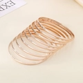 Polished 18K gold-plated 3.6mm titanium steel round bangles stackable set for women - Inner Diameter 55mm / 9 Rings / Rose Gold