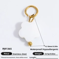 18k gold plated stainless steel flower pendant in white matte finish for DIY jewelry - White Flower Pendant (PJ91365) / Set of 3 / White