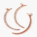 Rose gold crescent moon charm with white zircon micro-pave setting for necklaces - Rose Gold Zircon Crescent 3-Piece Set