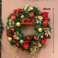 40cm Christmas wreath with red and gold ornaments, green foliage, and Merry Christmas sign - 40CM / 40CM Wreath with Character Plate
