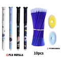 Panda space-themed erasable gel pen set with four pens and blue ink refills - Astronaut Style Pens And Refills And Erasers / Black Ink