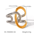 Anillo exagerado para mujer de acero inoxidable chapado en oro de 18K bicolor entrelazado - Estilo de Doble Anillo Entrelazado Oro y Plata (HC-R30359-GS)