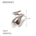 Gepolijste zilveren hartring met vloeibaar lava-ontwerp, maat 7, 6,6g, van roestvrij staal - Eén maat / Zilveren Vloeibare Lava Hart Stijl (JDR2312018-S)