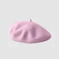 Classic pastel pink wool felt beret with minimalist design for women's autumn fashion - M (56-58cm) / Purple Pink