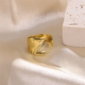 Golden letter Z adjustable ring with a brushed metal finish and minimalist style - Letter Z / Gold