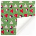 Green gift wrapping paper with red triangles and geometric patterns for Christmas - Style 4