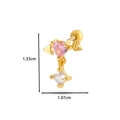 Gold-plated cupid arrow cartilage earring with pink heart and clear square cubic zirconia - 12# Gold (Cupid Arrow Style)