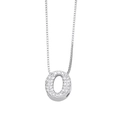 Polished silver letter O pendant necklace with sparkling cubic zirconia on box chain - Letter O / Silver
