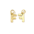Detailed macro view of 18K gold-plated letter F charms with zirconia on white background - Letter F
