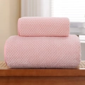 Rosa Korallenfleece Handtuch-Set mit Waffelstruktur aus Mikrofaser, schnelltrocknend - Merbau (hellrosa) / Handtuch (35*75cm)