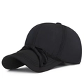 Women's black quick-dry baseball cap featuring a stylish decorative bow tie design - Black