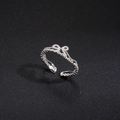 Detail of silver crown ring with cubic zirconia and adjustable open band design - Crown Hollow Zirconia Style (Style 6)