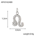 Silver Leo zodiac pendant with CZ crystals, 1.2cm x 0.9cm size for DIY jewelry making - Steel Color Leo (Inlaid)