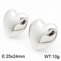 Gepolijste zilveren hartvormige roestvrijstalen oorbellen van 25x24mm en 10g gewicht - 25*24mm / Stalen Hart Stijl (KE113152-KFC)