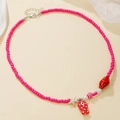 Dettaglio collana di perle rosa con ciondoli a forma di stella marina e pesce estivo - D1670-1 (Rosa Stella Marina Pesce)